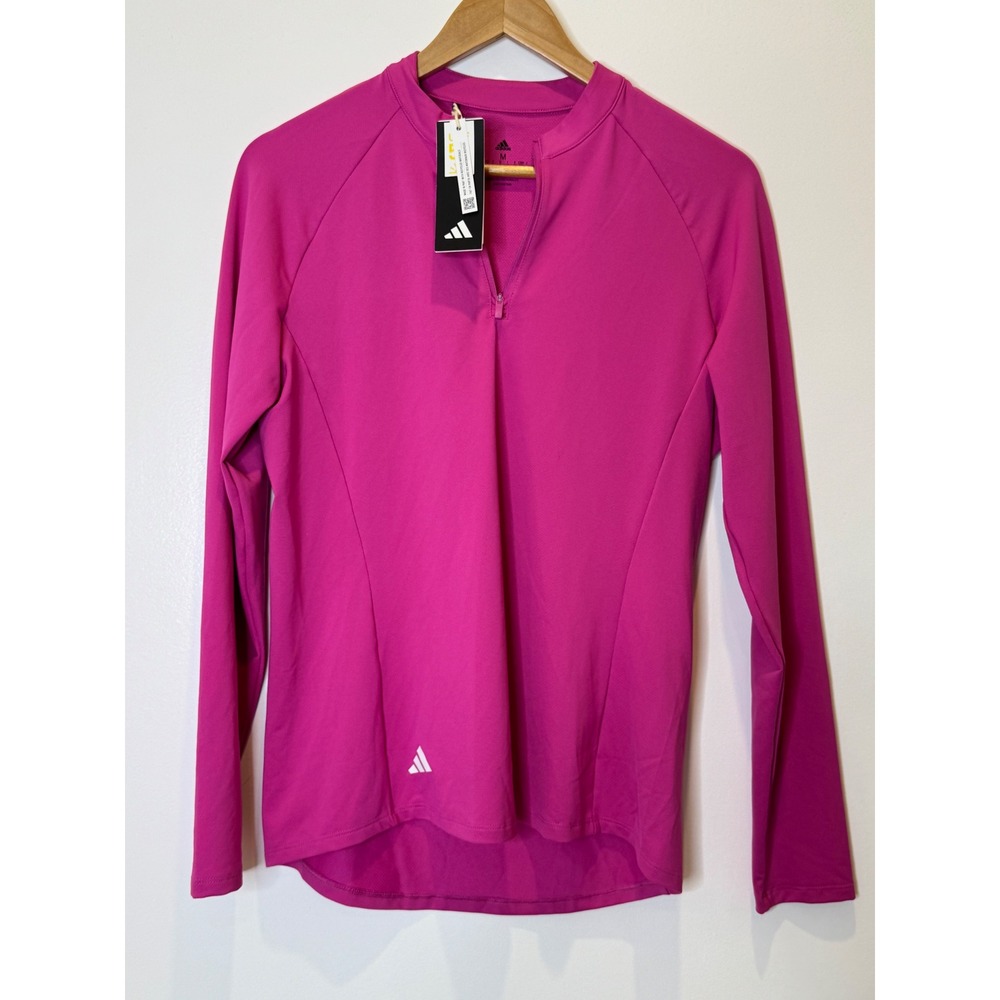 Adidas Womens M Golf Polo Shirt Lucid Fuchsia Athleisure Chic Coquette Sporty